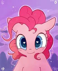 Size: 799x981 | Tagged: safe, artist:fipoki, derpibooru import, pinkie pie, earth pony, pony, bust, cute, diapinkes, female, heart, heart eyes, image, looking at you, mare, png, smiling, smiling at you, solo, wingding eyes