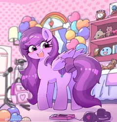 Size: 1959x2048 | Tagged: safe, alternate version, artist:leo19969525, derpibooru import, oc, oc:emilia starsong, unofficial characters only, pegasus, balloon, bow, commission, female, headphones, helium tank, image, jpeg, plushie, solo, solo female, tail, tail bow