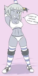 Size: 1551x3129 | Tagged: safe, artist:sumin6301, derpibooru import, limestone pie, equestria girls, breasts, busty limestone pie, clothes, dialogue, equestria girls-ified, female, high res, image, jpeg, solo, spanish, speech bubble, translated in the description