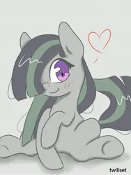 Size: 3072x4096 | Tagged: safe, artist:twiliset, derpibooru import, marble pie, earth pony, pony, cute, gray background, happy, heart, image, jpeg, looking at you, simple background, smiling, smiling at you, solo