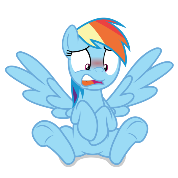 Size: 4000x4000 | Tagged: safe, artist:gypsykumquat, derpibooru import, rainbow dash, pegasus, pony, .svg available, absurd resolution, alternate hairstyle, blushing, cute, dashabetes, embarrassed, female, high res, image, inkscape, looking down, png, show accurate, simple background, sitting, solo, spread wings, transparent background, vector, wings