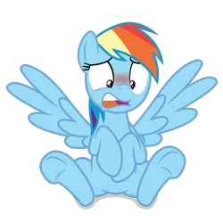 Size: 4000x4000 | Tagged: safe, artist:gypsykumquat, derpibooru import, rainbow dash, pegasus, pony, .svg available, absurd resolution, alternate hairstyle, blushing, cute, dashabetes, embarrassed, female, high res, image, inkscape, looking down, png, show accurate, simple background, sitting, solo, spread wings, transparent background, vector, wings