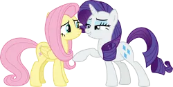 Size: 5952x3000 | Tagged: safe, artist:cloudy glow, artist:cloudyglow, derpibooru import, fluttershy, rarity, fake it 'til you make it, .ai available, image, png, simple background, transparent background, vector