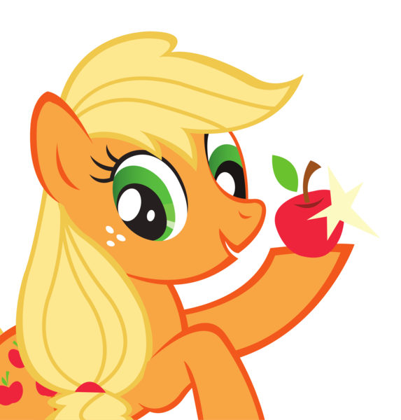 Size: 3107x3254 | Tagged: safe, derpibooru import, official, applejack, earth pony, pony, .svg available, apple, female, food, g4, hatless, hoof hold, image, mare, missing accessory, png, simple background, solo, stock vector, transparent background, vector