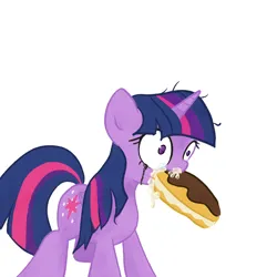 Size: 3000x3000 | Tagged: suggestive, artist:widelake, derpibooru import, twilight sparkle, alicorn, cream, crying, eclair, female, food, image, implied oral, png, shocked, simple background, solo, solo female, teary eyes, white background