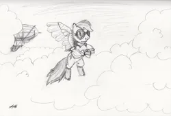 Size: 900x609 | Tagged: safe, artist:septilsix, derpibooru import, rainbow dash, pegasus, pony, female, flying, image, jpeg, mare, traditional art