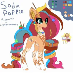 Size: 2000x2000 | Tagged: safe, artist:razorclaw101, derpibooru import, oc, oc:soda pop pie, unofficial characters only, earth pony, pony, coat markings, color palette, eye clipping through hair, female, image, jpeg, mare, offspring, parent:cheese sandwich, parent:pinkie pie, parents:cheesepie, simple background, solo, white background