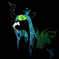 Size: 1000x1000 | Tagged: safe, artist:batshaped, derpibooru import, queen chrysalis, changeling, changeling queen, black background, drool, fangs, female, image, jpeg, looking at you, simple background, solo
