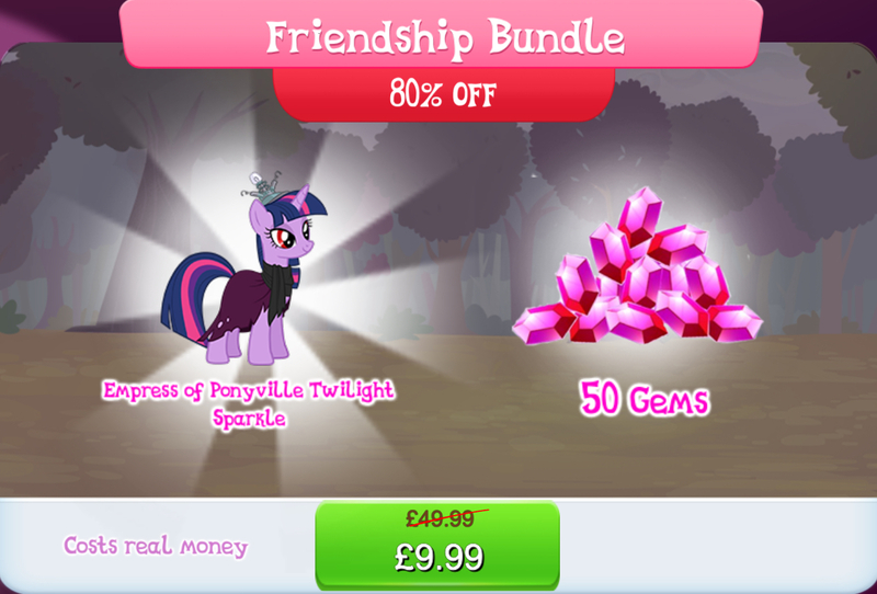 Size: 1267x859 | Tagged: safe, derpibooru import, idw, official, twilight sparkle, pony, unicorn, bundle, clothes, costs real money, english, female, gameloft, gem, horn, idw showified, image, jpeg, mare, mobile game, my little pony: magic princess, numbers, sale, scarf, solo, text, tyrant sparkle