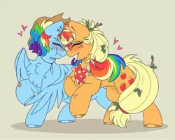 Size: 2048x1639 | Tagged: safe, artist:chromatic-sheen, derpibooru import, applejack, rainbow dash, earth pony, pegasus, pony, appledash, boop, cowboy hat, cute, duo, female, hat, image, jpeg, lesbian, shipping