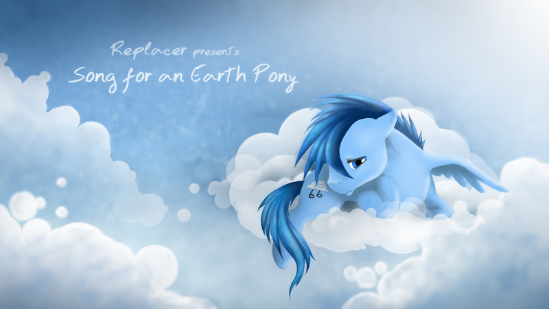 Size: 1920x1080 | Tagged: safe, artist:feather-ponyart, derpibooru import, oc, oc:happy dream, unofficial characters only, pegasus, pony, cloud, image, lying down, lying on a cloud, male, on a cloud, png, prone, sad, solo, song cover, stallion