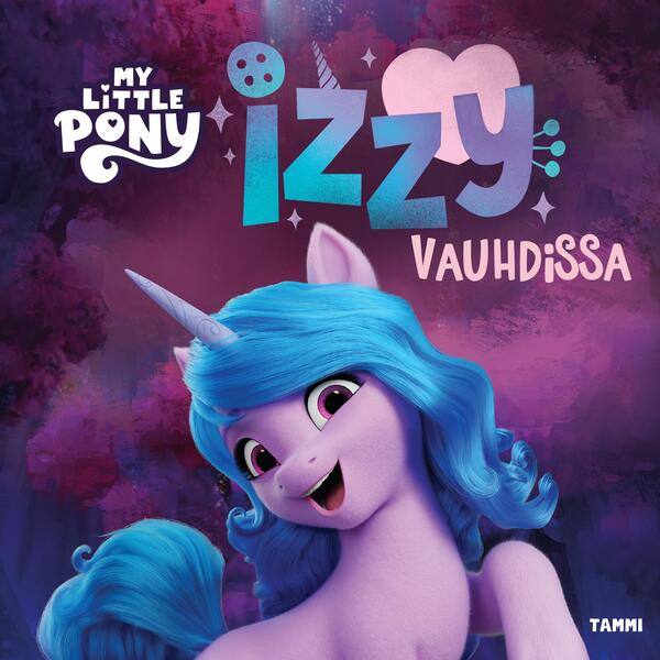 Size: 2551x2551 | Tagged: safe, derpibooru import, official, izzy moonbow, pony, unicorn, g5, my little pony: a new generation, book cover, cover, female, finnish, high res, image, jpeg, mare, my little pony logo, solo, stock render, text