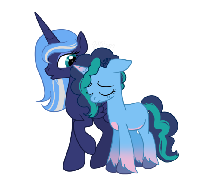 Size: 705x633 | Tagged: safe, artist:blossomsweetss, derpibooru import, princess luna, g5, image, misty brightdawn, png