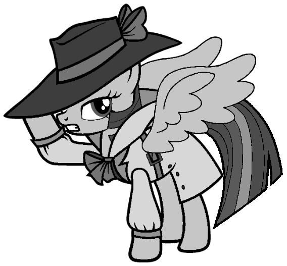 Size: 568x527 | Tagged: safe, artist:daisydizzbases, artist:noi kincade, derpibooru import, editor:incredibubbleirishguy, twilight sparkle, twilight sparkle (alicorn), alicorn, black and white, detective, detective twilight, grayscale, image, monochrome, noir, png