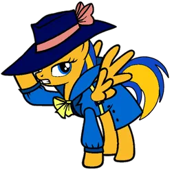 Size: 600x595 | Tagged: safe, artist:noikincade67, derpibooru import, oc, oc:flare spark, unofficial characters only, pegasus, clothes, detective, fedora, female, hat, image, png, simple background, solo, transparent background, trenchcoat