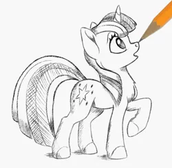 Size: 700x680 | Tagged: safe, artist:sirzi, derpibooru import, twilight sparkle, pony, unicorn, boop, cute, image, jpeg, pencil, simple background, solo, twiabetes, unicorn twilight, white background