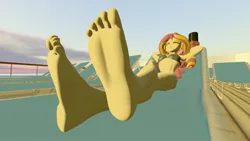 Size: 1920x1080 | Tagged: suggestive, derpibooru import, sunset shimmer, equestria girls, 3d, eyes closed, feet, fetish, foot fetish, foot focus, image, jpeg, ocean liner, qe2, relaxing, source filmmaker, source fimmaker, sunbathing