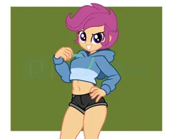 Size: 6592x5192 | Tagged: suggestive, artist:milkyboo898, derpibooru import, scootaloo, human, equestria girls, breasts, clothes, humanized, image, miniskirt, png, sexy, short hair, skirt, solo, stupid sexy scootaloo