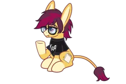 Size: 3000x2000 | Tagged: safe, artist:mxmx fw, derpibooru import, oc, oc:comet shine, unofficial characters only, donkey, pony, clothes, donkey oc, emo, glasses, image, korn, nonbinary, piercing, png, scene kid, shirt, show accurate, simple background, sitting, solo, transparent background, two toned mane