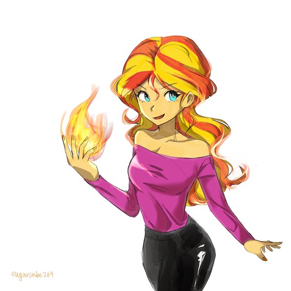 Size: 2048x2048 | Tagged: safe, artist:sugarcube269, derpibooru import, sunset shimmer, human, equestria girls, female, fire, high res, image, jpeg, simple background, solo, white background