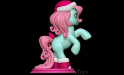 Size: 1760x1063 | Tagged: safe, derpibooru import, minty, earth pony, pony, g3, 3d, 3d model, bow, christmas, cute, hat, holiday, image, png, santa hat, solo, tail, tail bow