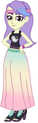 Size: 311x1002 | Tagged: safe, artist:rainbowstarcolour262, derpibooru import, snow flower, human, equestria girls, equestria girls series, spoiler:eqg series (season 2), bare shoulders, clothes, cutie mark, cutie mark on clothes, dyed hair, female, hand on hip, headband, image, long skirt, midriff, open-toed shoes, png, shoes, simple background, skirt, solo, tanktop, transparent background, wristband