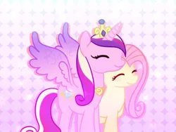 Size: 640x480 | Tagged: safe, artist:rjire, derpibooru import, fluttershy, princess cadance, alicorn, pegasus, colored wings, cute, cutedance, duo, gradient wings, image, nuzzling, png, shipping, shyabetes, wings