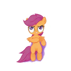 Size: 3000x3000 | Tagged: safe, artist:widelake, derpibooru import, scootaloo, pegasus, angry, anxiety, female, image, looking at you, lying down, png, simple background, solo, spread wings, teary eyes, white background, wings