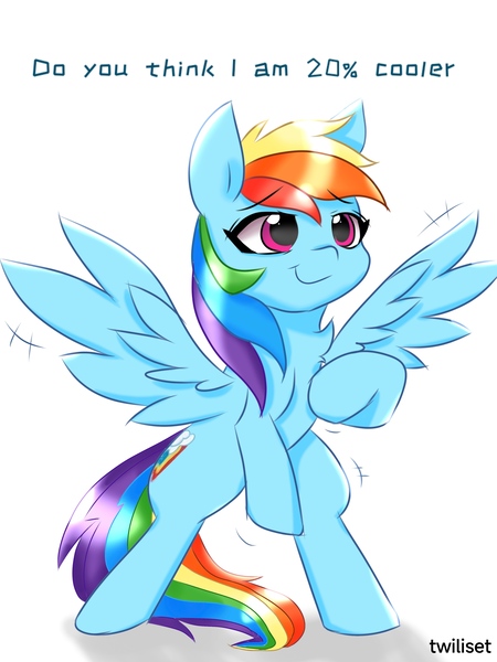 Size: 3072x4096 | Tagged: safe, artist:twiliset, derpibooru import, rainbow dash, pegasus, pony, 20% cooler, awesome, bronybait, cooler, cute, image, jpeg, light, simple background, smiling, solo, spread wings, standing, standing on two hooves, white background, wings