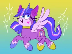 Size: 1600x1200 | Tagged: safe, artist:msponies, derpibooru import, alicorn, pony, colored hooves, fusion, fusion:twilight sparkle, fusion:unikitty, gradient background, hybrid fusion, image, png, solo, spread wings, wings