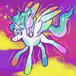 Size: 473x473 | Tagged: safe, artist:msponies, derpibooru import, alicorn, pony, colored wings, eyeshadow, four eyes, fusion, fusion:fleetfoot, fusion:princess celestia, image, jpeg, magic, makeup, multicolored coat, multicolored hair, multicolored wings, multiple eyes, rainbow wings, solo, wings