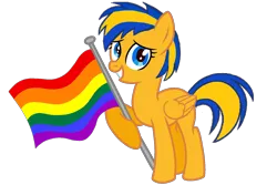 Size: 1520x1013 | Tagged: safe, artist:mlpfan3991, derpibooru import, oc, oc:flare spark, unofficial characters only, pegasus, pony, female, flag, image, lgbt, png, pride flag, pride month, smiling, solo