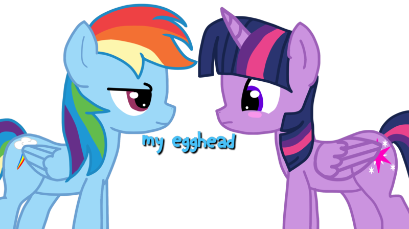 Size: 3000x1679 | Tagged: safe, artist:bright skie, derpibooru import, rainbow dash, twilight sparkle, twilight sparkle (alicorn), alicorn, pegasus, pony, duo, egghead, female, image, lesbian, png, shipping, twidash