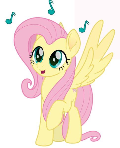 Size: 1142x1417 | Tagged: safe, artist:spookitty, derpibooru import, fluttershy, pony, animated, bouncing, dancing, excited, female, gif, image, music, music notes, pony tale adventures, simple background, singing, skipping, smiling, solo, spread wings, white background, wingboner, wings