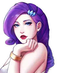Size: 2226x2809 | Tagged: safe, artist:xiaowu07, derpibooru import, rarity, human, eyeshadow, female, humanized, image, jewelry, makeup, png, simple background, solo, white background