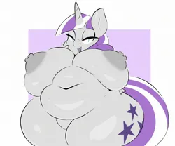 Size: 2048x1703 | Tagged: suggestive, artist:arizonathevixen, derpibooru import, twilight velvet, anthro, unicorn, areola, bbw, bedroom eyes, belly, belly button, big areola, big breasts, breasts, busty twilight velvet, fat, female, huge breasts, image, jpeg, looking at you, low angle, nipples, nudity, open mouth, open smile, puffy areolas, smiling, solo, solo female, thighs, thunder thighs, twilard velvet, wide hips