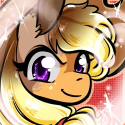 Size: 1280x1280 | Tagged: safe, artist:xizana, derpibooru import, applejack, pony, bust, furry to pony, image, jpeg, looking at you, portrait, smiling, solo, transformation