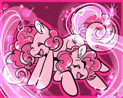 Size: 2152x1712 | Tagged: safe, artist:xizana, derpibooru import, pinkie pie, earth pony, pony, duo, eyes closed, furry to pony, image, jpeg, open mouth, open smile, post-transformation, self paradox, self ponidox, side hug, smiling, transformation, transformation sequence