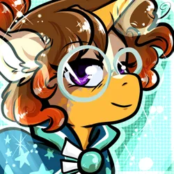 Size: 1050x1050 | Tagged: safe, artist:xizana, derpibooru import, sunburst, pony, unicorn, bust, furry to pony, glasses, image, jpeg, looking at you, portrait, solo, transformation