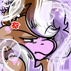 Size: 1400x1400 | Tagged: safe, artist:xizana, derpibooru import, diamond tiara, pony, bust, cross-popping veins, emanata, floppy ears, furry to pony, image, jpeg, portrait, solo, transformation, unamused