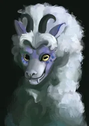 Size: 2480x3508 | Tagged: safe, artist:toisanemoif, derpibooru import, oc, oc:prometheus, unofficial characters only, draconequus, llama, bust, chest fluff, image, jpeg, looking at you, male, portrait, simple background, smiling, wool