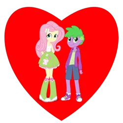 Size: 800x800 | Tagged: safe, derpibooru import, fluttershy, spike, female, flutterspike, image, male, png, shipping, shipping heart, straight