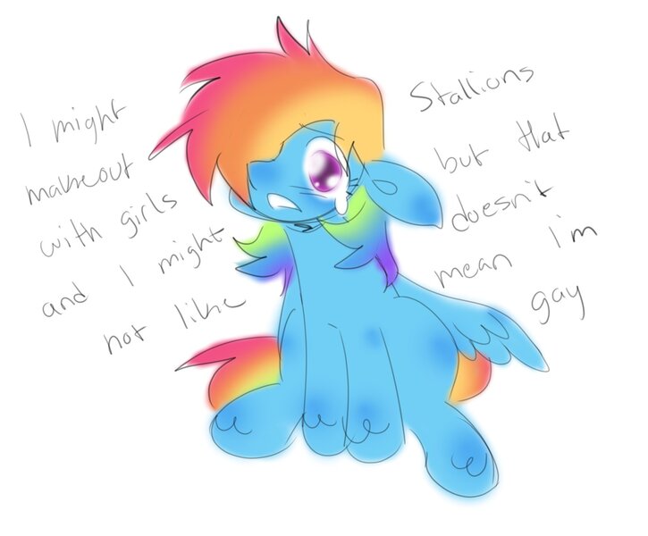 Size: 1828x1512 | Tagged: safe, artist:grubbrains, artist:grubgruel, derpibooru import, rainbow dash, pegasus, pony, crying, denial, female, image, jpeg, lesbian, simple background, solo, white background