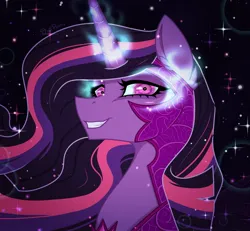 Size: 1236x1142 | Tagged: safe, artist:oniiponii, derpibooru import, twilight sparkle, alicorn, pony, equestria girls, female, glow, glowing horn, horn, image, jpeg, midnight sparkle, solo