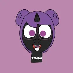 Size: 1378x1378 | Tagged: safe, derpibooru import, oc, oc:hexaline equeeb, unicorn, bags under eyes, braces, glasses, image, jewelry, necklace, pearl necklace, png, purple background, purple eyes, purple mane, simple background