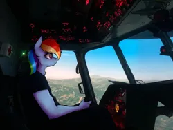Size: 2560x1920 | Tagged: safe, artist:colourwave, derpibooru import, rainbow dash, ponified, anthro, pony, cabin, helicopter, image, irl, mi-8, photo, pilot, png, real life background