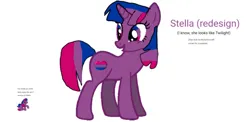 Size: 965x469 | Tagged: safe, derpibooru import, oc, oc:stella, unofficial characters only, pony, unicorn, base used, happy, image, looking back, multicolored eyes, multicolored hair, multicolored tail, not twilight sparkle, open mouth, png, pride, purple coat, simple background, solo, tail, text, white background