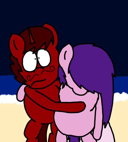 Size: 3023x3351 | Tagged: safe, artist:professorventurer, derpibooru import, pipp petals, oc, oc:enrique, pegasus, pony, unicorn, series:ask pippamena, g5, beach, carrying, female, holding a pony, image, male, mare, ocean, pippamena, png, pregnant, primrose petals, shore, stallion, water