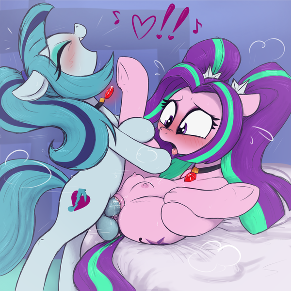 Size: 3000x3000 | Tagged: explicit, artist:t72b, derpibooru import, aria blaze, sonata dusk, ponified, earth pony, pony, equestria girls, arisona, balls, bed, blushing, clitoris, crotchboobs, equestria girls 10th anniversary, equestria girls ponified, eyes closed, eyes on the prize, eyeshadow, female, futa, futa on female, futa sonata dusk, horsecock, hug, image, intersex, jewelry, leg hug, lesbian, lying down, makeup, necklace, nudity, on back, on bed, open mouth, penis, png, ponytail, sex, shipping, spread legs, spreading, tongue out, vulva