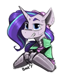 Size: 903x1035 | Tagged: safe, artist:sinrar, derpibooru import, starlight glimmer, cyborg, pony, unicorn, image, png, simple background, solo, transparent background